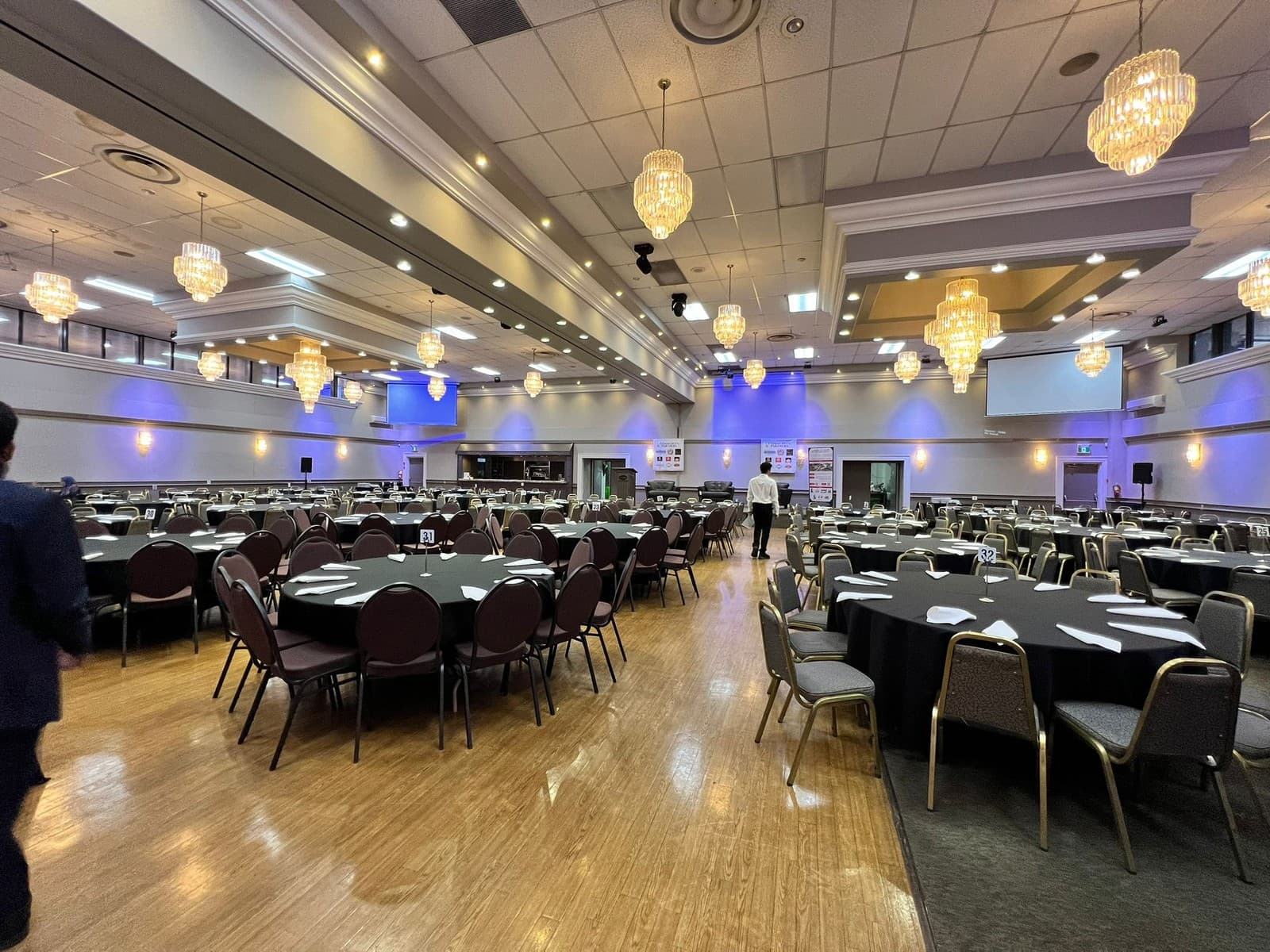 Banquet hall set up for an event